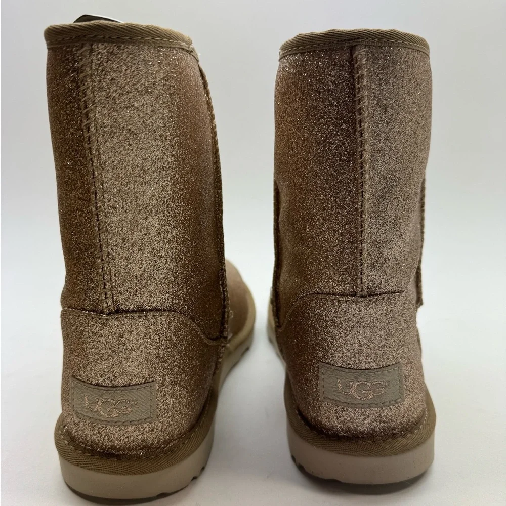 Ugg classic boots girls youth size 6.0 gold glitter NEW with box